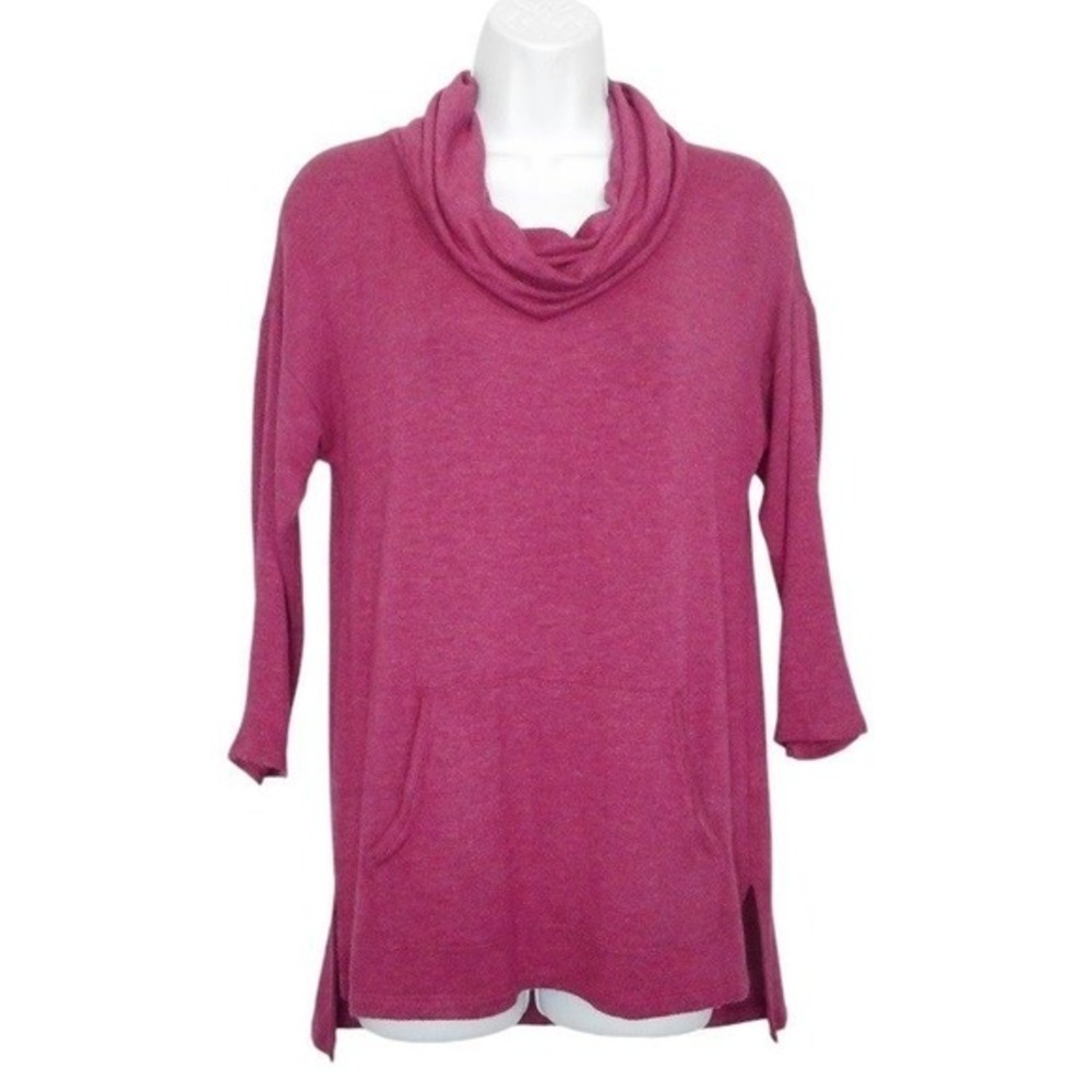 Market Spruce Womens Top XS‎ Red 3/4 Sleeve Cowl Neck Pocket Stretch Casual